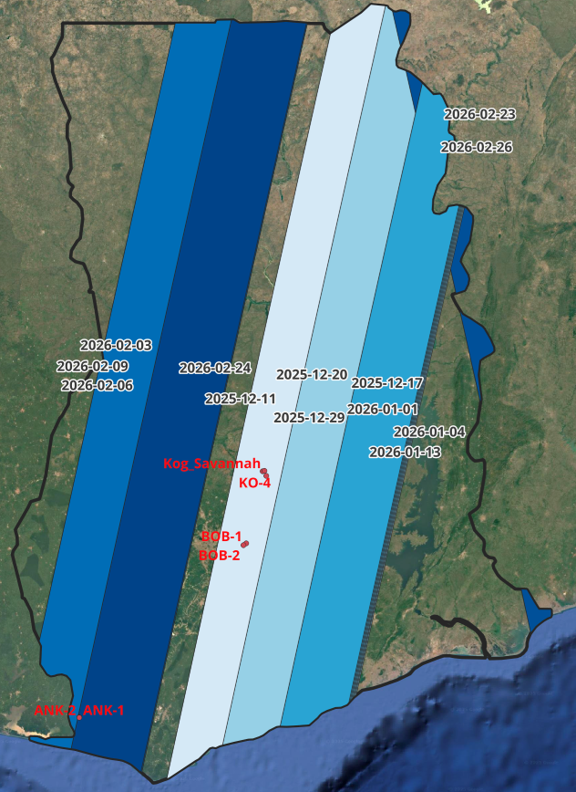 field campaign sites in Ghana